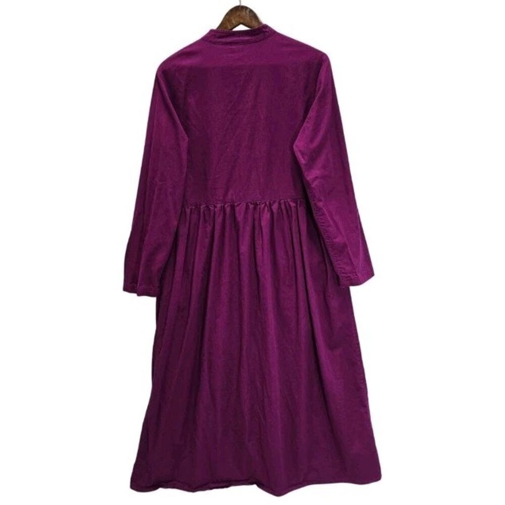 Vtg 80s Forenza Cotton Midi Shirtdress 16 Magenta Berry Purple Prairie Dress - Picture 2 of 7